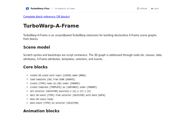 turbowarp-aframe home page